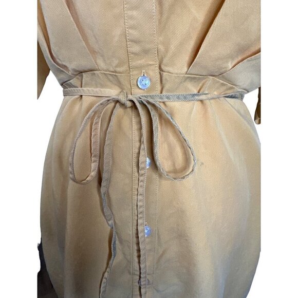 Thakoon Collective Tie Waist Shirtdress in Yellow 6 Womens Mini Collared - Picture 9 of 16